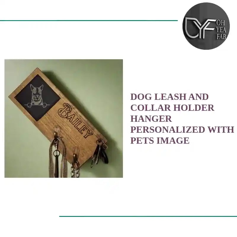 Dog Leash and Collar Holder Hanger Personalized with pets image by@Outfy