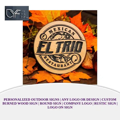 Personalized Outdoor Signs | Any Logo or Design | Custom Burned Wood Sign | Round Sign | Company Logo | Rustic Sign | Logo on Sign 