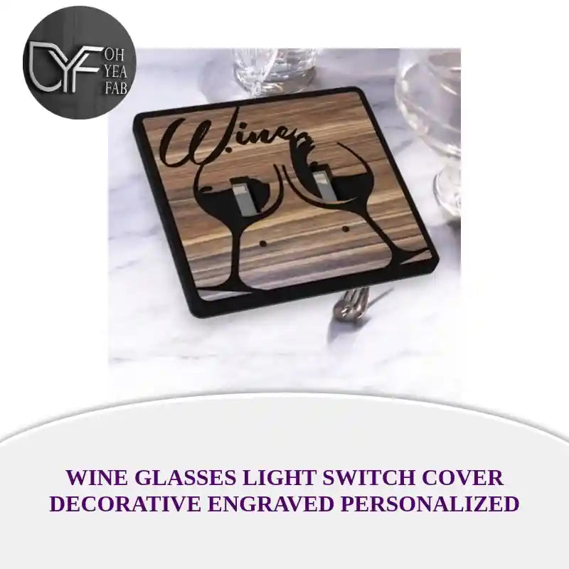 Wine Glasses Light Switch Cover Decorative Engraved Personalized by@Outfy