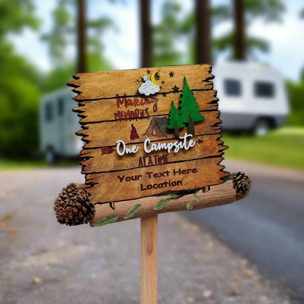 Rustic Wood RV Camping Sign