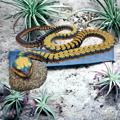 Snake Rattler Rattle Snake 3D Printed Multi Color feature intricate designs and bright colors - Hats Signs Patches 3D printing Engraving