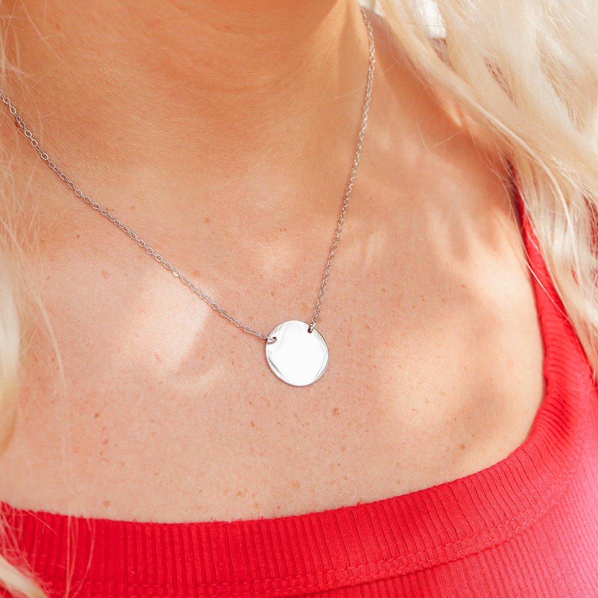 Stainless Steel Gold Blank Circle Necklace for Engraving