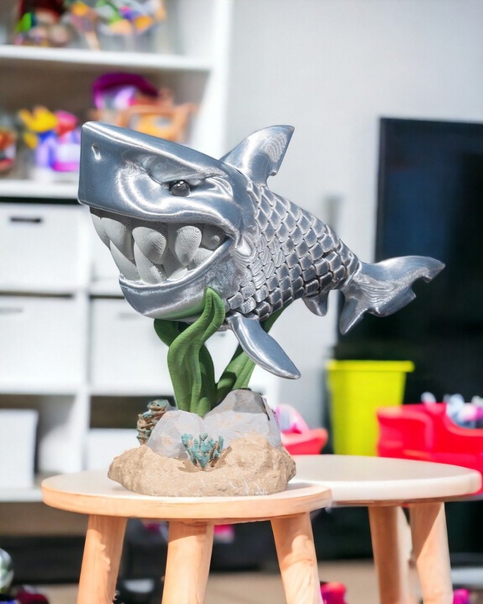 Travis the White Shark 3D Printed Multi Color feature intricate designs and bright colors - Hats Signs Patches 3D printing Engraving
