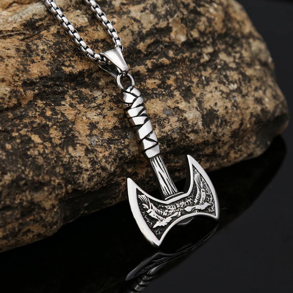 Viking Style Crow Ax Necklace
