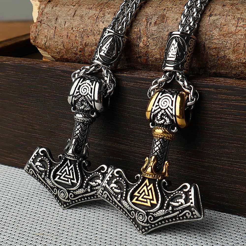 Viking Vintage Stainless Steel Thor's Hammer Necklace