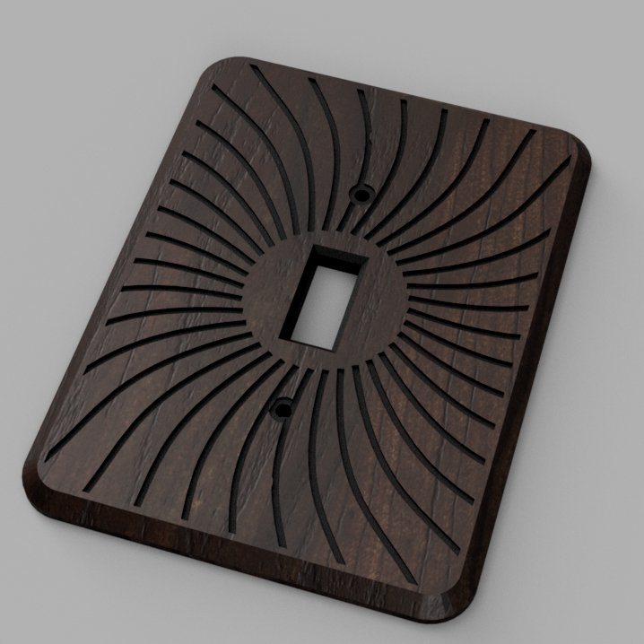 Walnut or Cherry Light Switch Cover Decorative Engraved Design