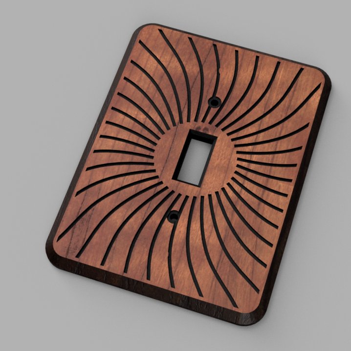 Walnut or Cherry Light Switch Cover Decorative Engraved Design