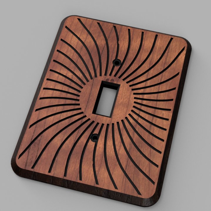 Walnut or Cherry Light Switch Cover Decorative Engraved Design
