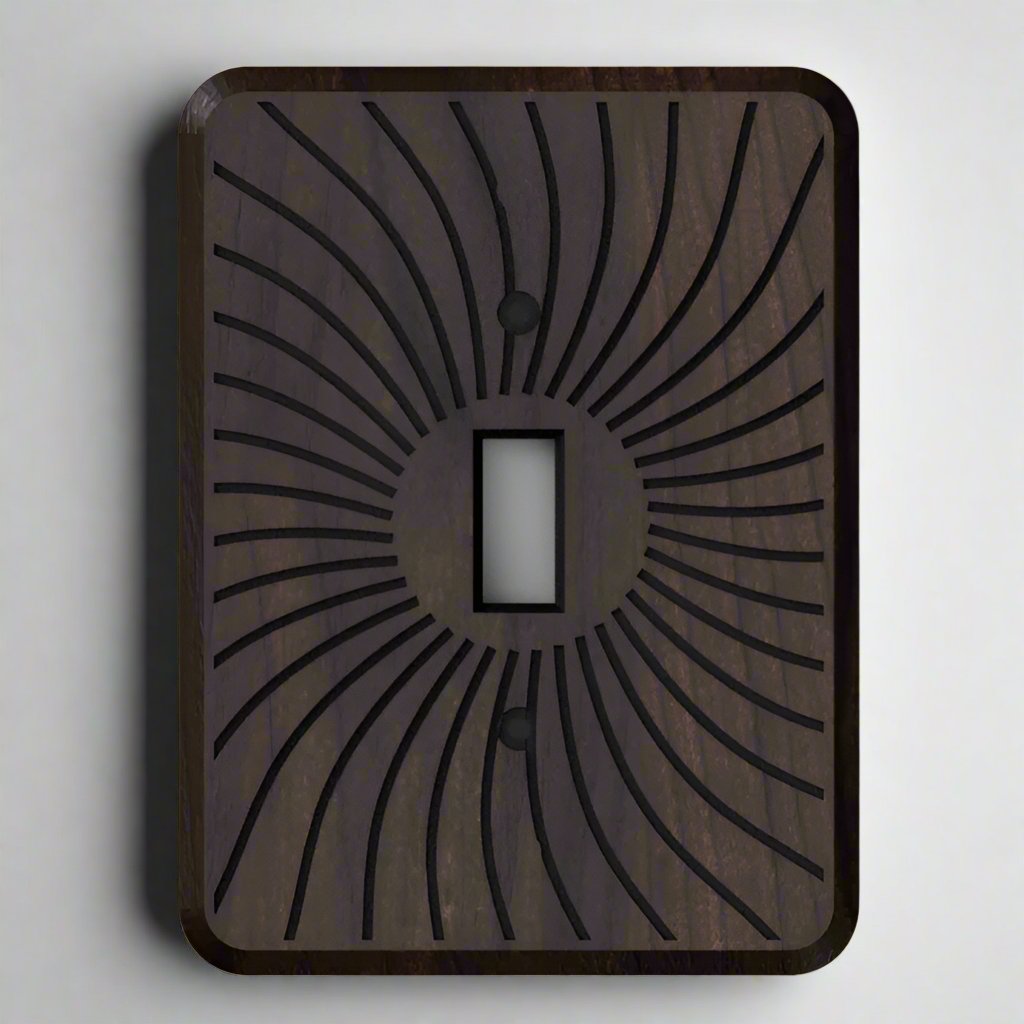 Walnut or Cherry Light Switch Cover Decorative Engraved Design