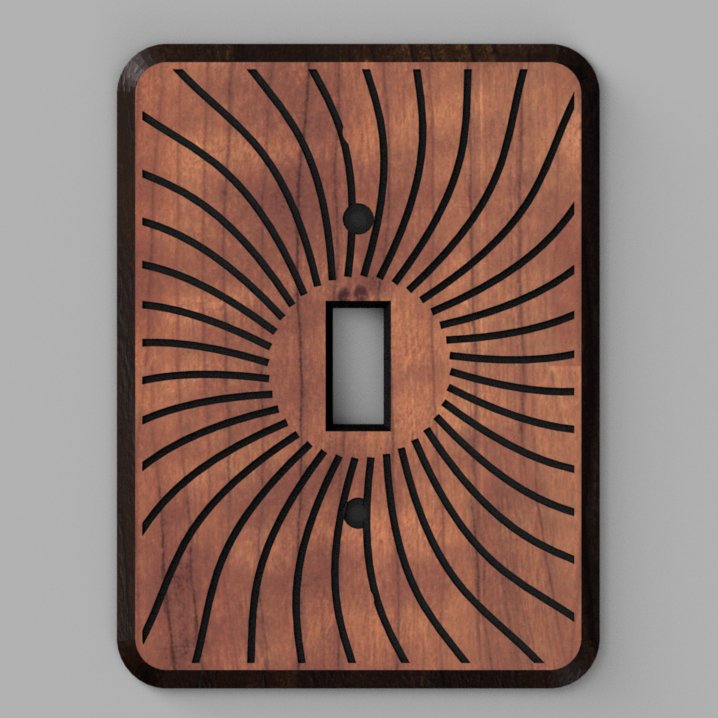 Walnut or Cherry Light Switch Cover Decorative Engraved Design