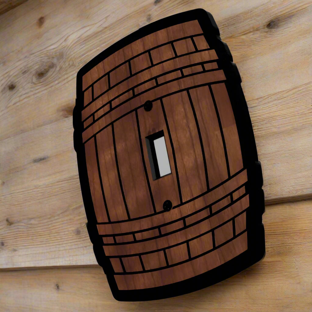 Whiskey Barrel Light Switch Cover Decorative Engraved