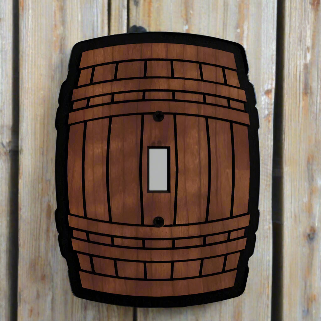 Whiskey Barrel Light Switch Cover Decorative Engraved