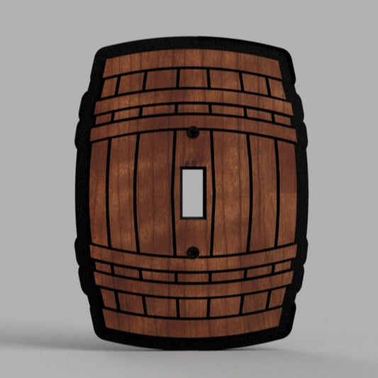 Whiskey Barrel Walnut or Cherry Light Switch Cover Decorative Engraved Design - Hats Signs Patches 3D printing Engraving