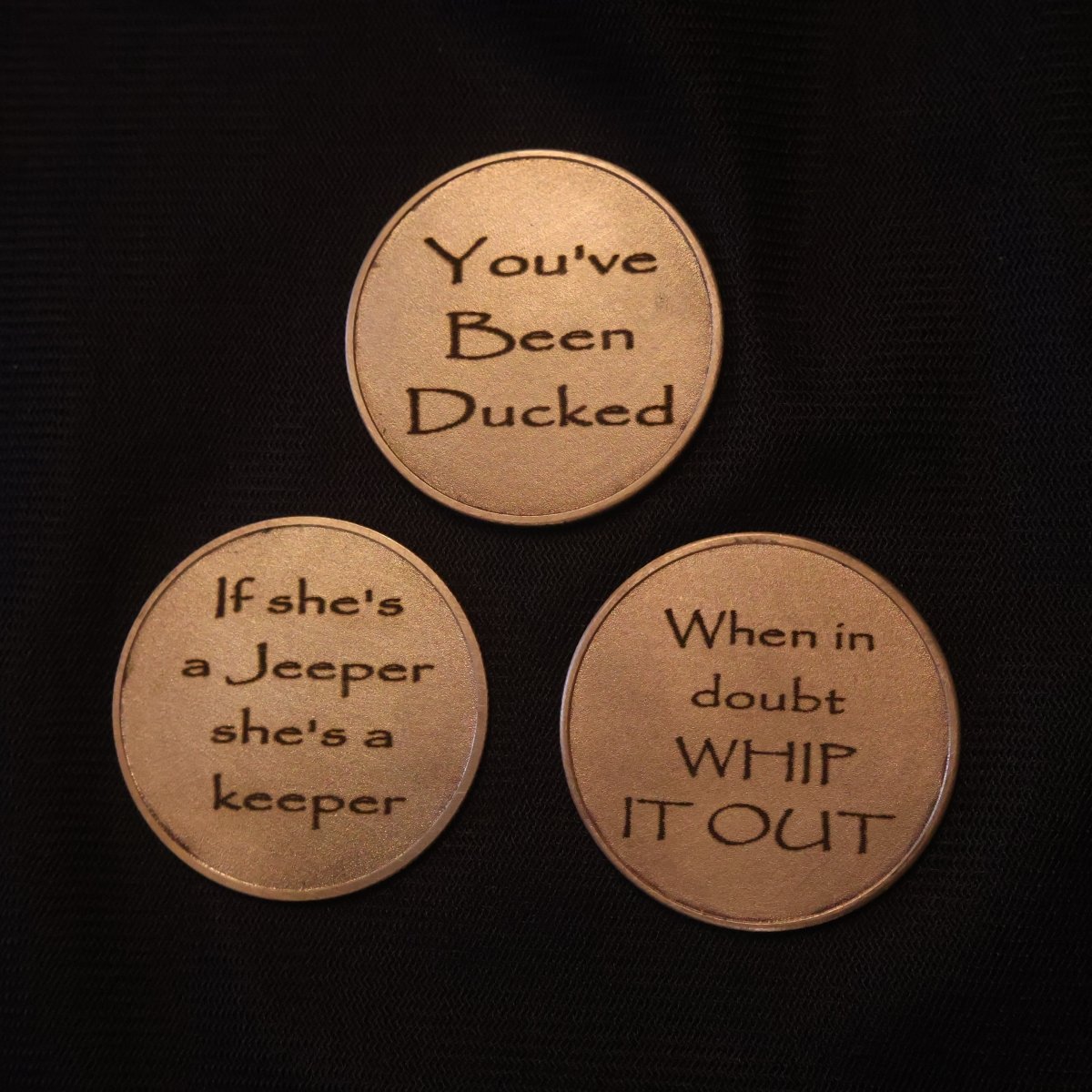 You’ve Been Ducked” Jeep sayings, emblems, and keychains — perfect for every Jeep enthusiast
