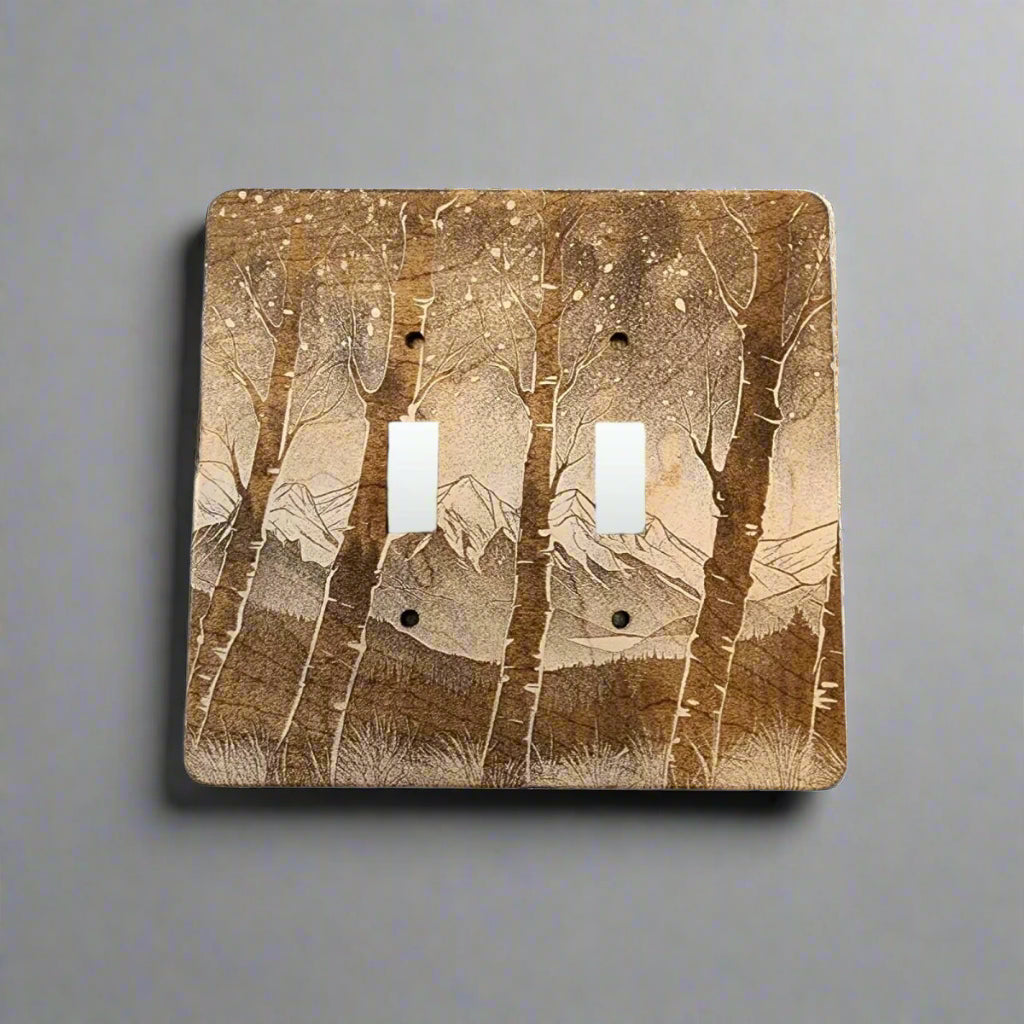 Aspen Trees Meadow Light Switch Cover Single Decorative Engraved