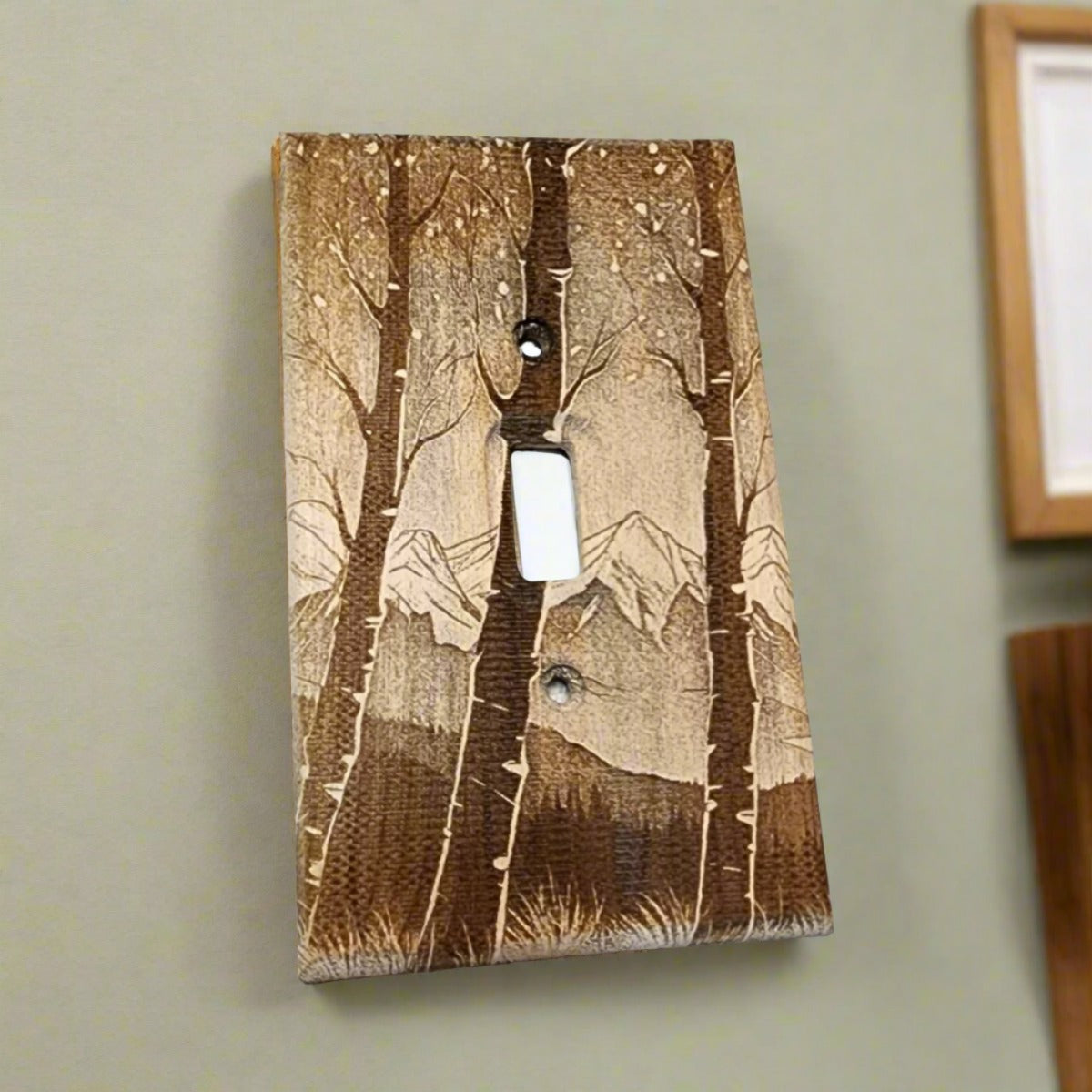 Aspen Trees Meadow Light Switch Cover Single Decorative Engraved