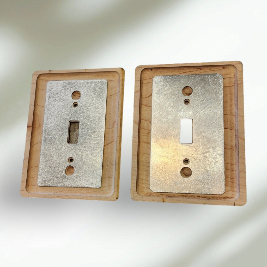 Bear and Cub Light Switch Cover Double Wood Decorative Engraved