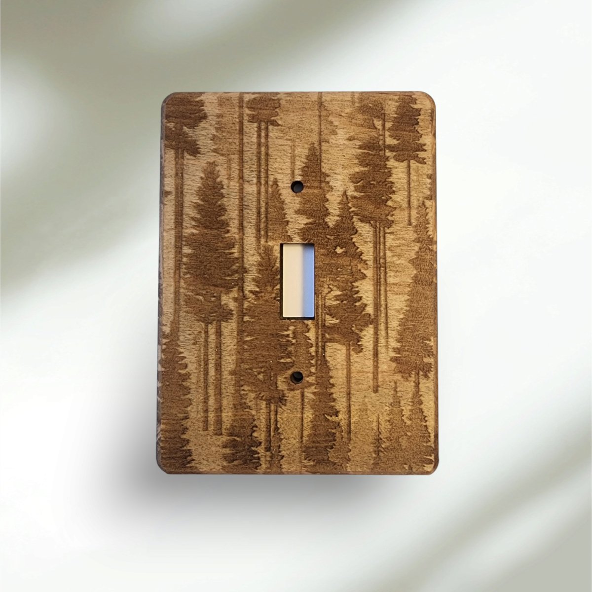 Bears at Play Light Switch Cover Single Wood Hand Made Decorative Engraved