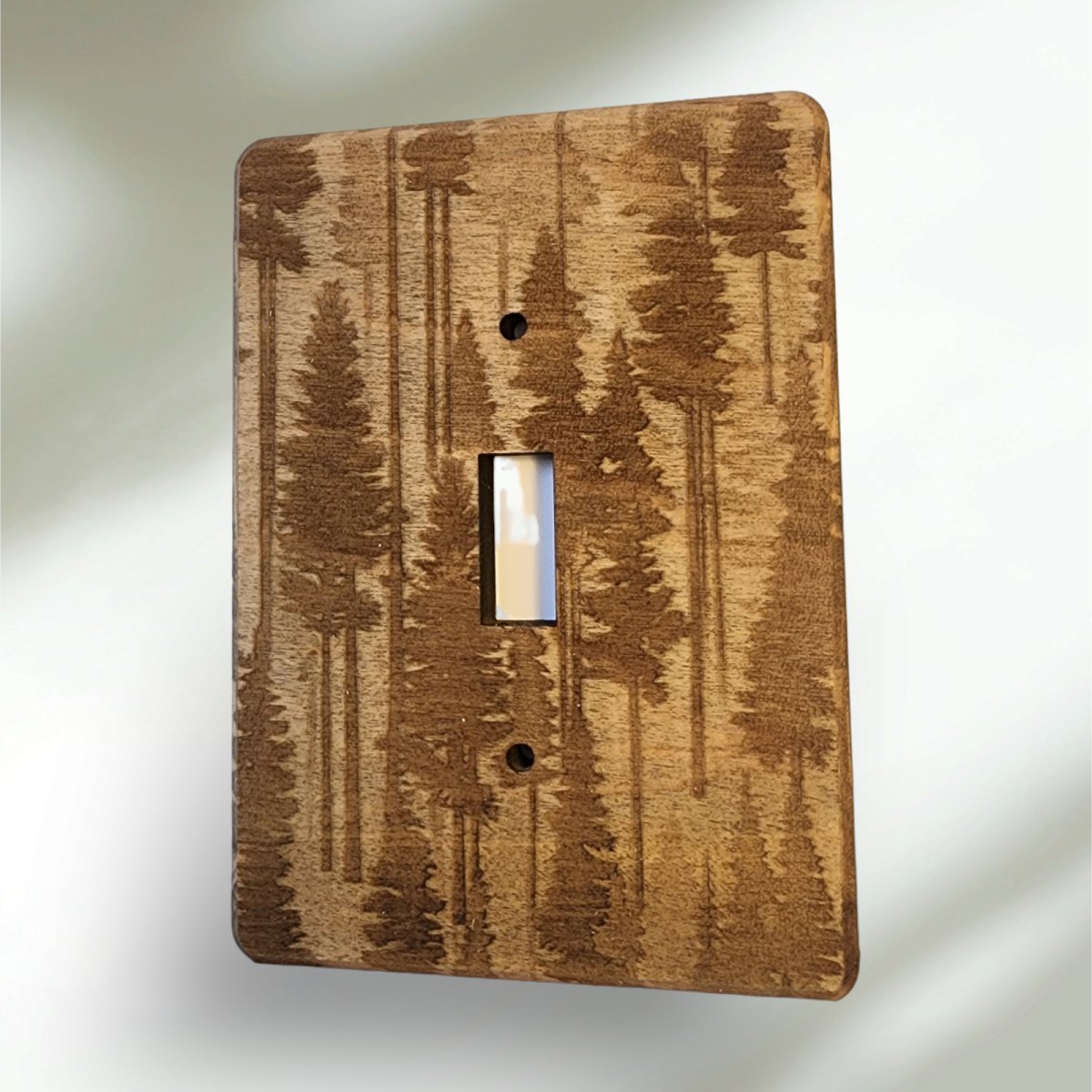 Bears at Play Light Switch Cover Single Wood Hand Made Decorative Engraved