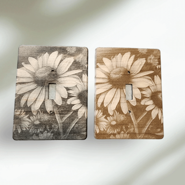 Bears at Play Light Switch Cover Single Wood Hand Made Decorative Engraved