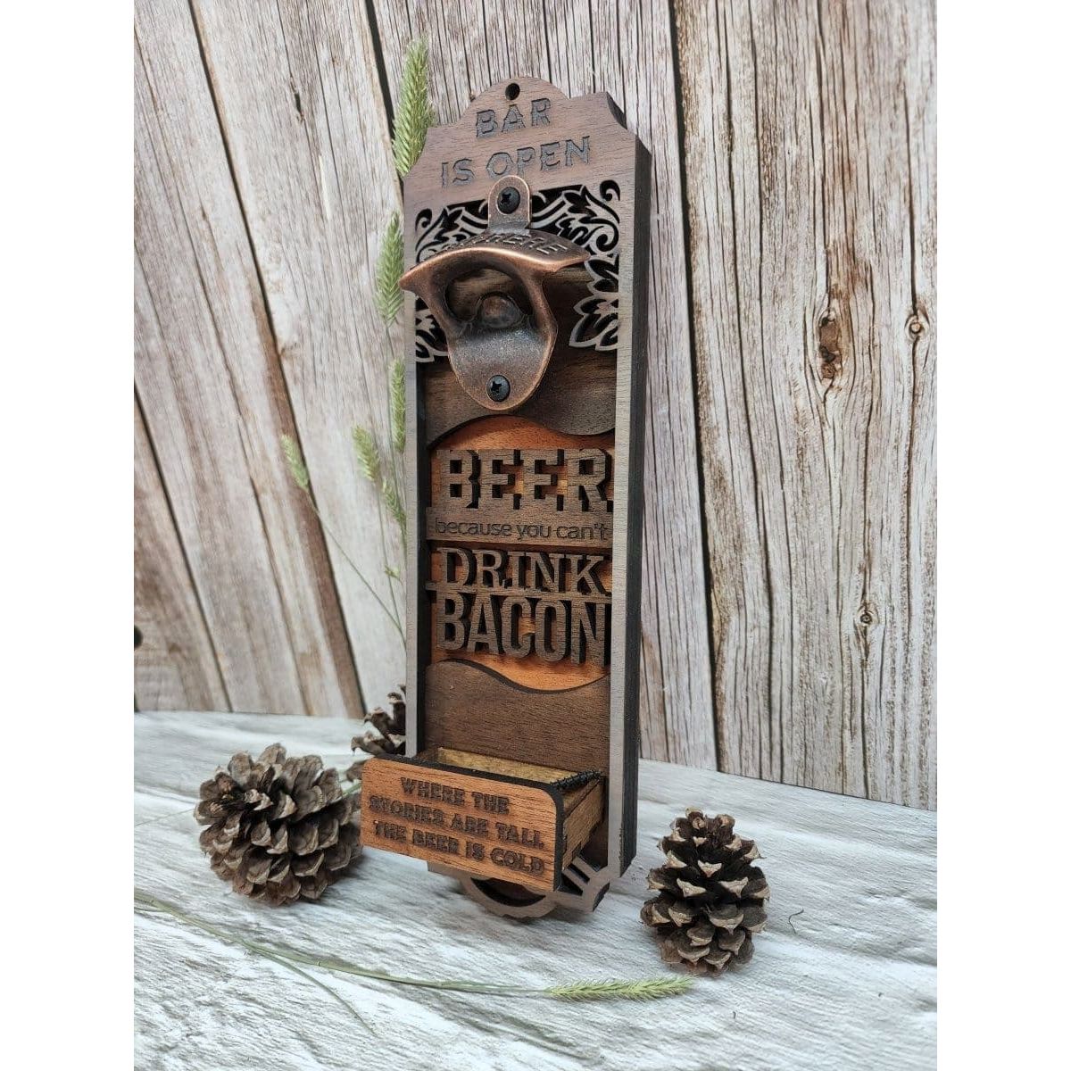 Bottle Opener Wall Mount with Cap Catch - Shop personalized signs