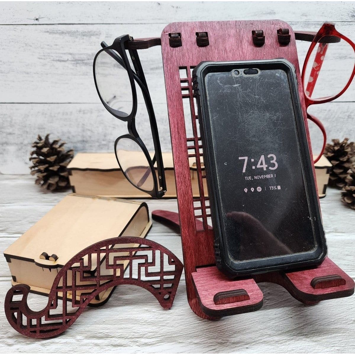 Cell Phone Stand with matching design pattern Kick Stand - Hats Signs Patches 3D printing Engraving