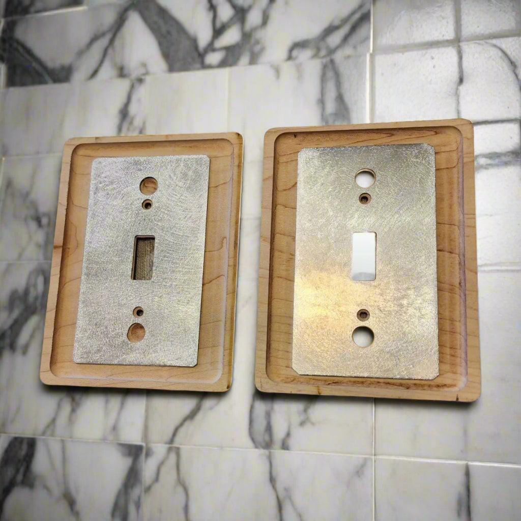 Mountain Meadow Decorative Light Switch Cover Covers Single Wood Hand Made Engraved