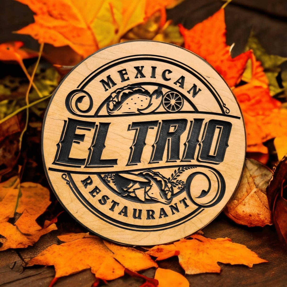 Custom Round Outdoor Company Logo Sign - Rustic Style