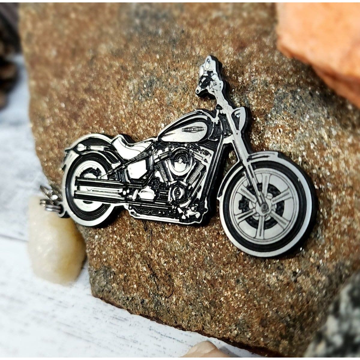Harley Davidson Soft Tail Key Ring Chain Personalized made to last a lifetime