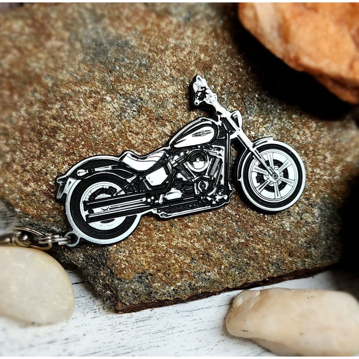 Harley Davidson Soft Tail Key Ring Chain Personalized made to last a lifetime