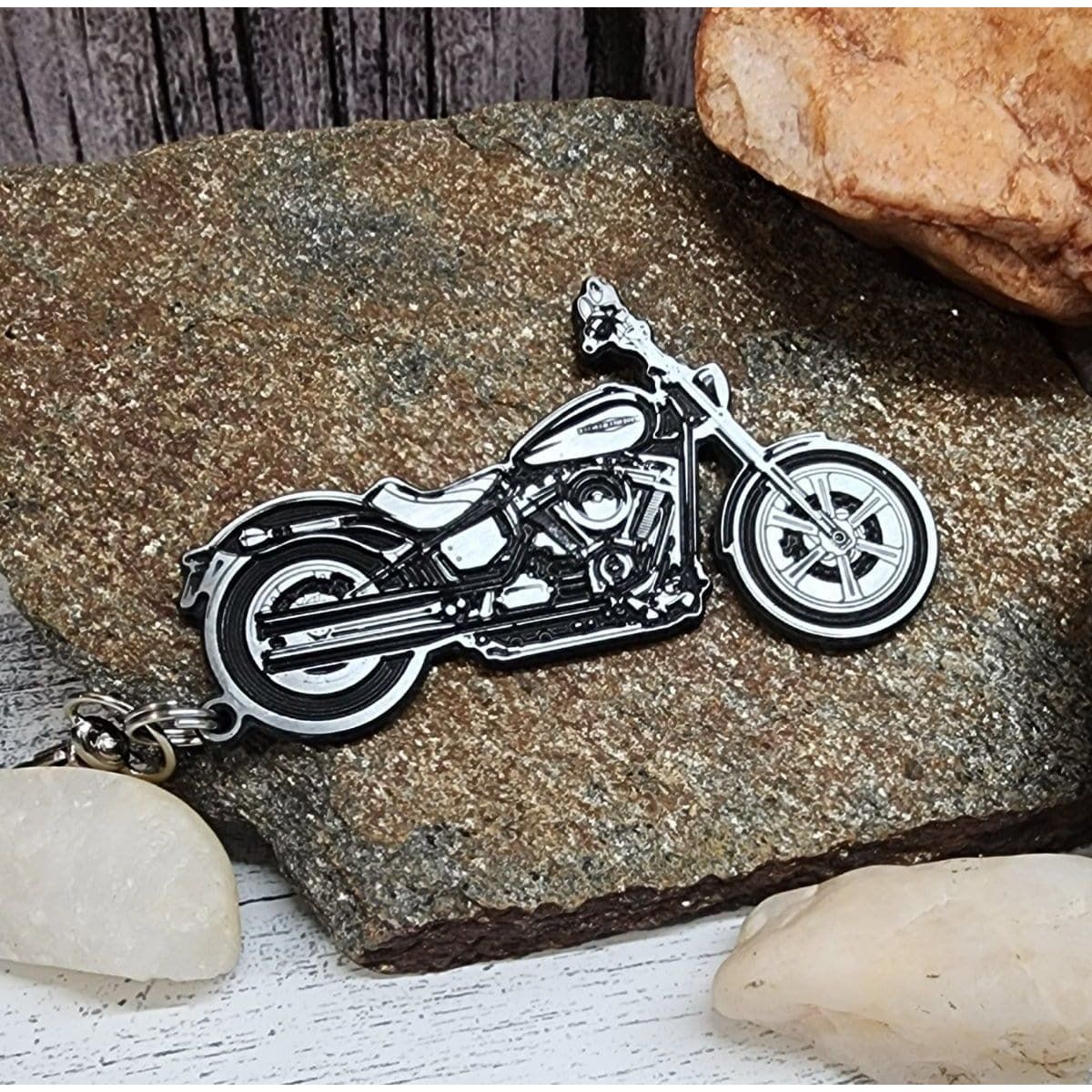 Harley Davidson Soft Tail Key Ring Chain Personalized - Hats Signs Patches 3D printing Engraving