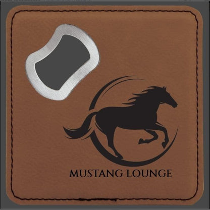 Leather Coaster set of 5 bottle opener With your logo, image or Monogram makes a Great gift