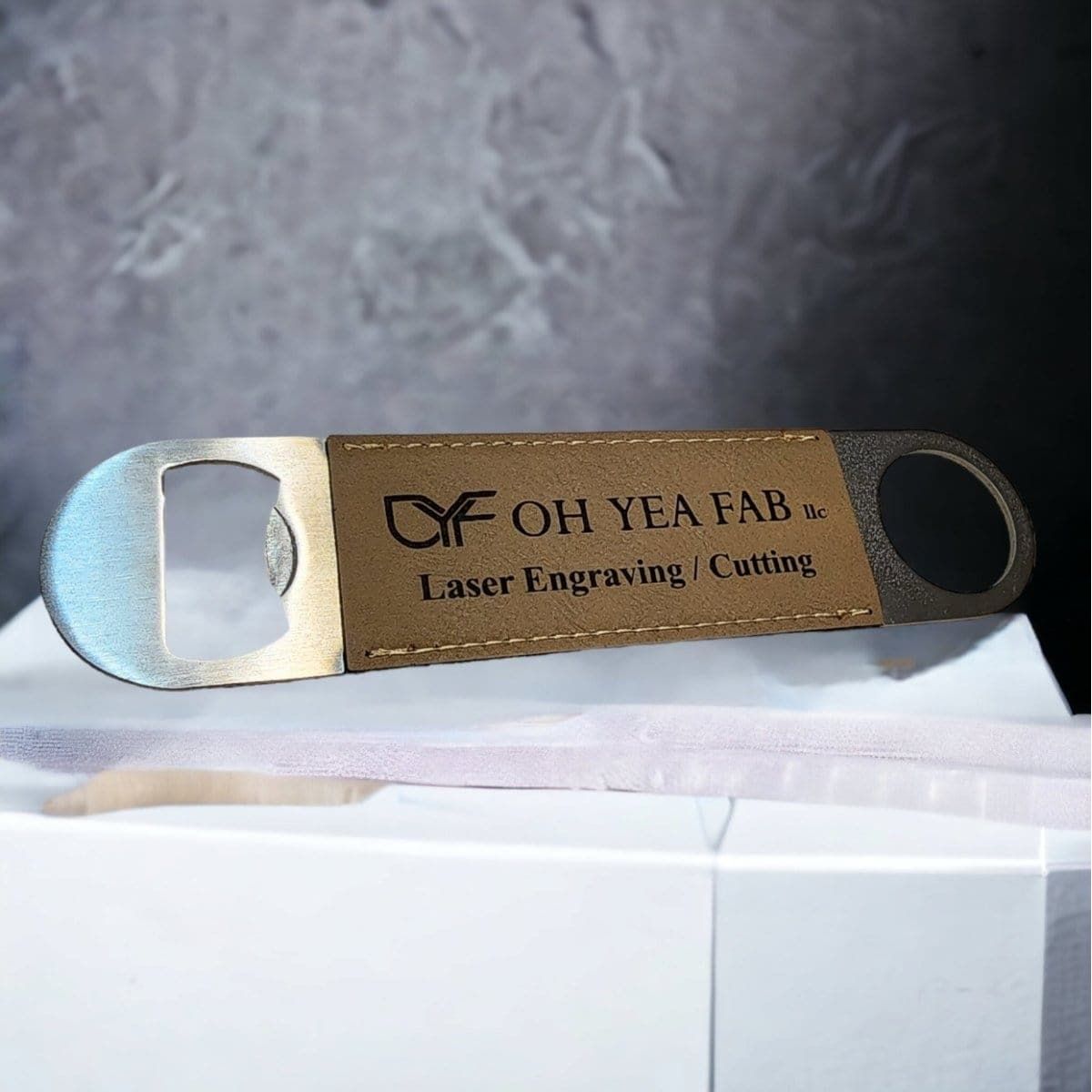 Leatherette Bottle Opener Key Chain ( Set of 5 ) With your Monogram Logo Image or Names a Great gift