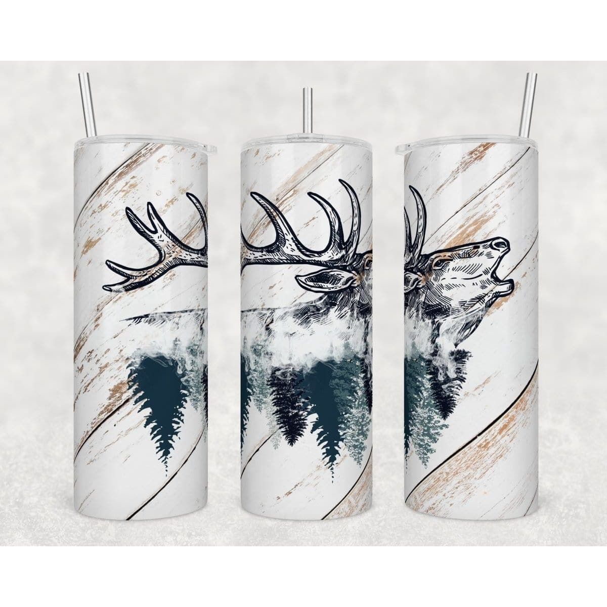 Mystic Bull Elk Mountains. Slim 20 ounce tumbler With full color Image - Hats Signs Patches 3D printing Engraving