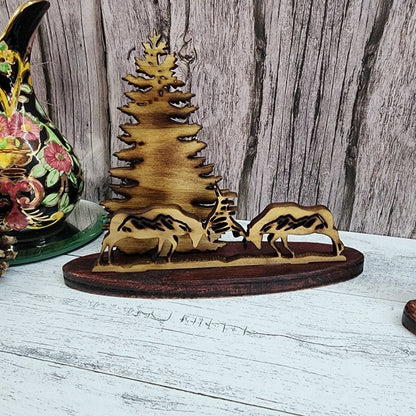 Napkin Letter Holder Shelf Table Center Piece Dueling Elk - Hats Signs Patches 3D printing Engraving