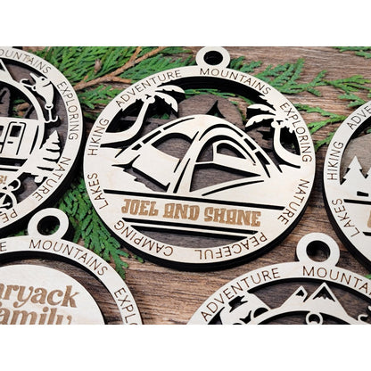 Ornaments Outdoors Explorer additions Personalized custom 3D wood ornaments - Hats Signs Patches 3D printing Engraving