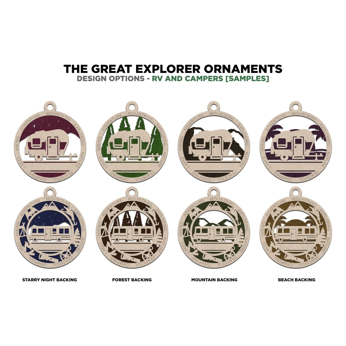 Ornaments Outdoors Explorer additions Personalized custom 3D wood ornaments - Hats Signs Patches 3D printing Engraving