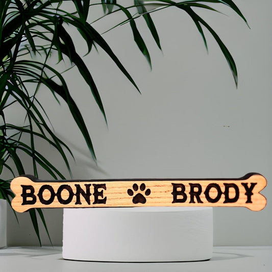 Pet Sign Dog Bone Wood Personalized Custom