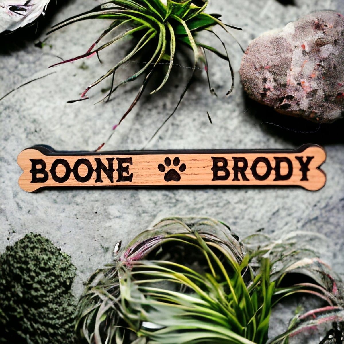 Pet Sign Dog Bone Wood Personalized Custom