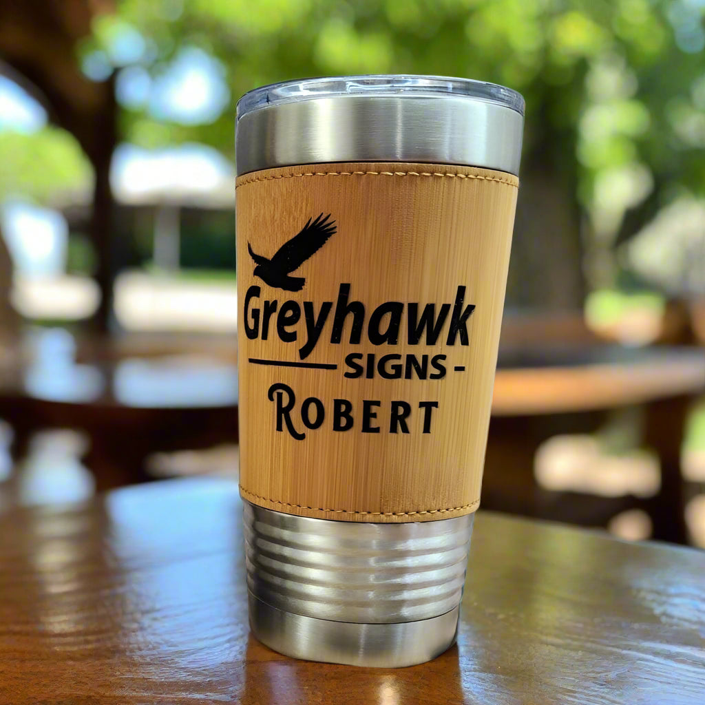 Polar Camel 20 oz. Leatherette Tumbler with Clear Lid Personalized