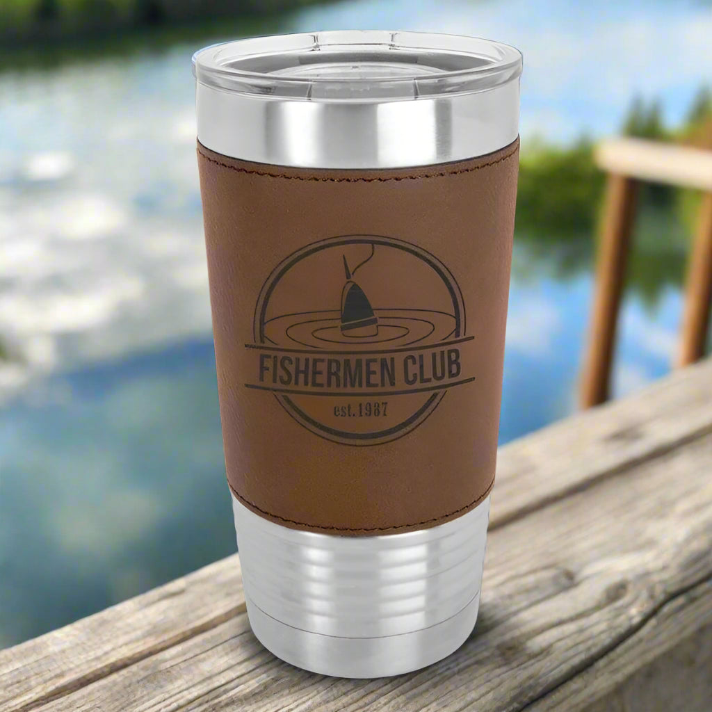 Polar Camel 20 oz. Leatherette Tumbler with Clear Lid Personalized