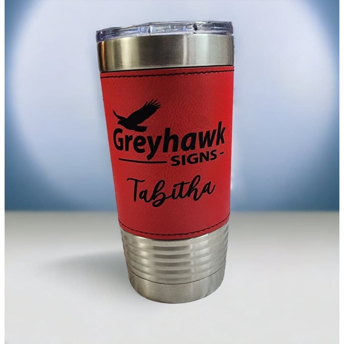 Polar Camel 20 oz. Leatherette Tumbler with Clear Lid Personalized