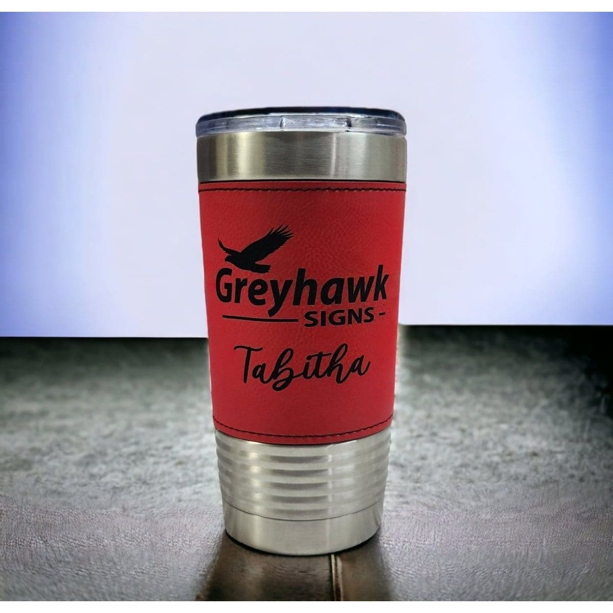 Polar Camel 20 oz. Leatherette Tumbler with Clear Lid Personalized