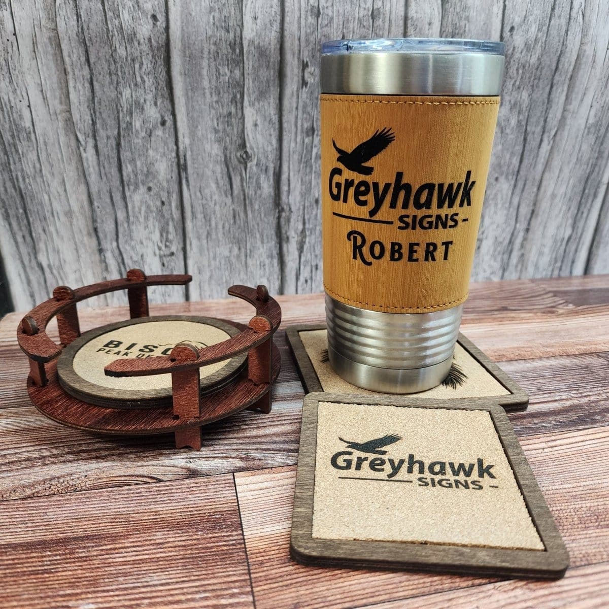 Polar Camel 20 oz. Leatherette Tumbler with Clear Lid Personalized