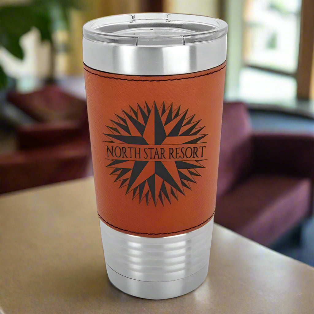 Polar Camel 20 oz. Leatherette Tumbler with Clear Lid Personalized