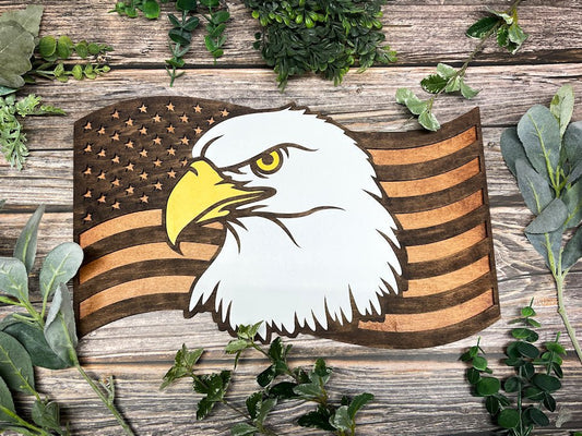 Sign Plaque featuring the 3D layered US Flag with an Eagle Awesome Gifts - Hats Signs Patches 3D printing Engraving