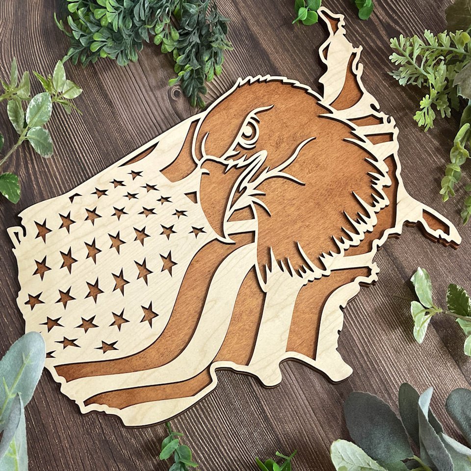 Sign Plaque featuring the 3D layered US Flag with an Eagle Awesome Gifts - Hats Signs Patches 3D printing Engraving