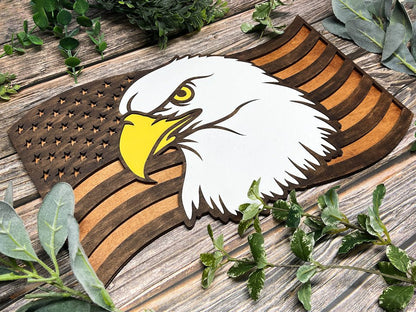 Sign Plaque featuring the 3D layered US Flag with an Eagle Awesome Gifts - Hats Signs Patches 3D printing Engraving