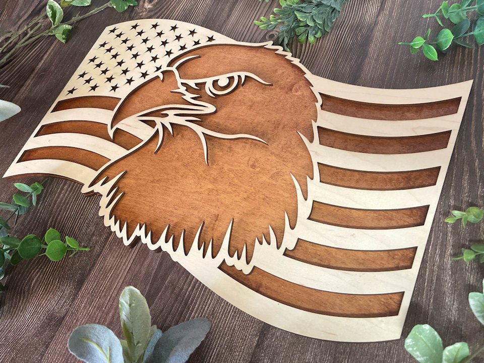 Sign Plaque featuring the 3D layered US Flag with an Eagle Awesome Gifts - Hats Signs Patches 3D printing Engraving