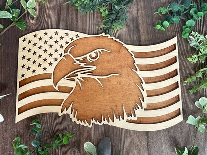 Sign Plaque featuring the 3D layered US Flag with an Eagle Awesome Gifts - Hats Signs Patches 3D printing Engraving